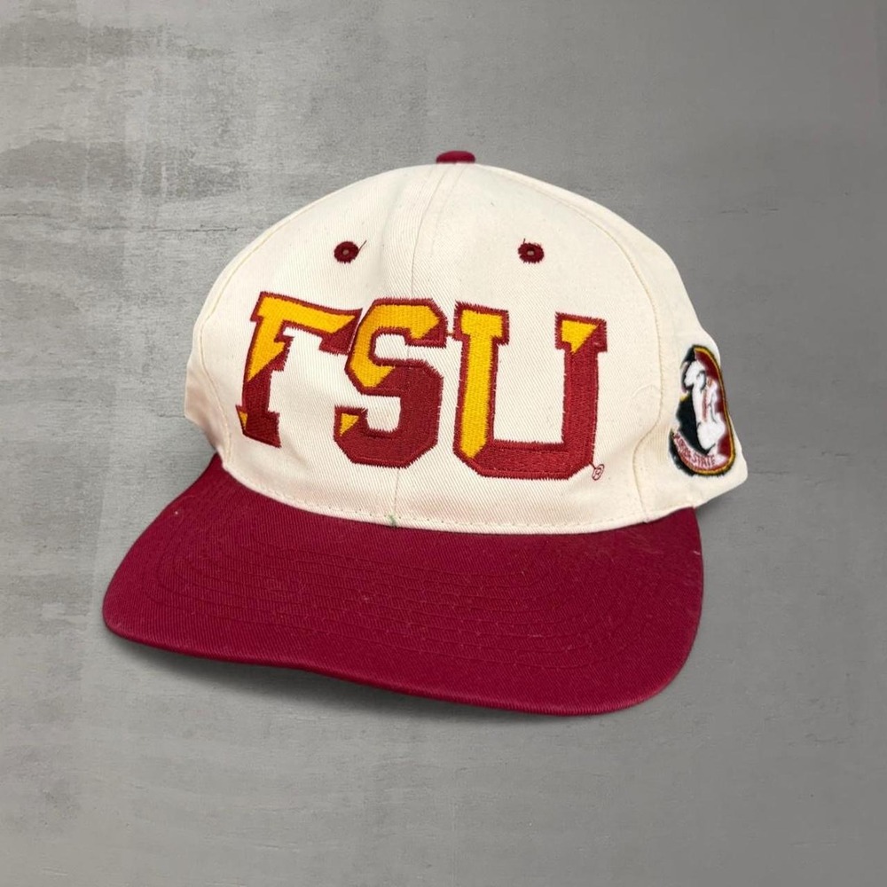 Vintage FSU Florida State University Snapback Hat Cream Garnet Seminoles OSFA